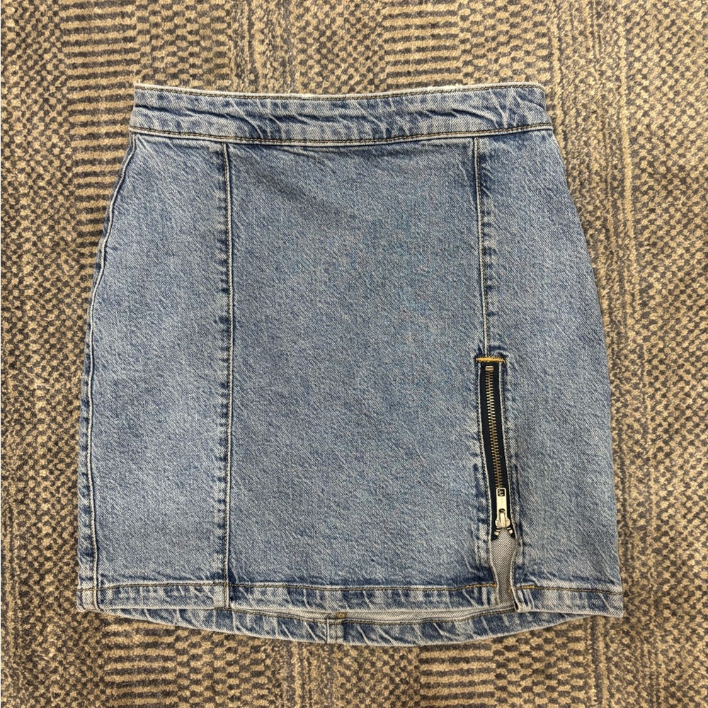 We The Free Blue Asymmetrical Pencil Mini Skirt